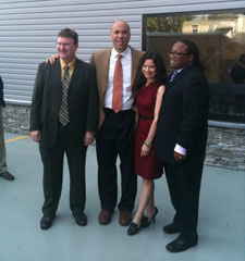 Gerald Hahn, Cory Booker, Maria Coler and Patrick Birotte at the St. Justine Preschool II Ribbon Cutting Ceremony.